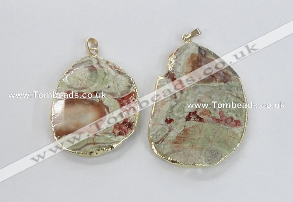 NGP2276 40*45mm - 45*60mm freeform ocean agate gemstone pendants