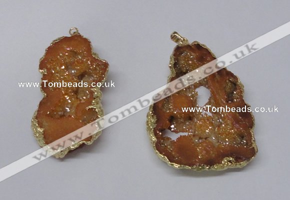 NGP2323 35*45mm - 45*55mm freeform plated druzy agate pendants