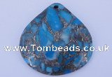 NGP237 40*40mm dyed golden turquoise & pyrite gemstone pendants