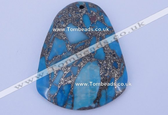 NGP238 37*47mm dyed golden turquoise & pyrite gemstone pendants