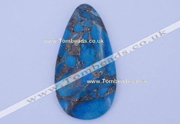 NGP240 30*60mm dyed golden turquoise & pyrite gemstone pendants