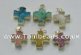 NGP2403 25*26mm - 27*28mm cross druzy agate pendants wholesale