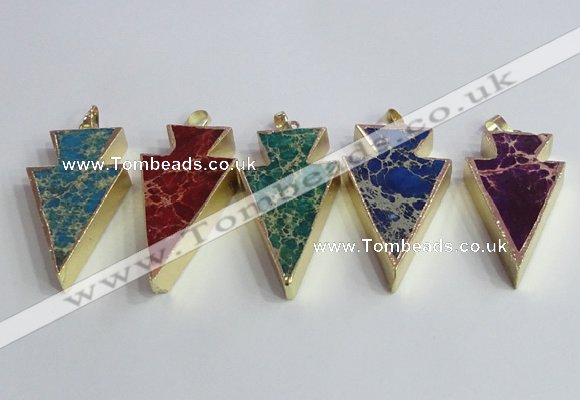 NGP2453 18*38mm - 22*45mm arrowhead sea sediment jasper pendants