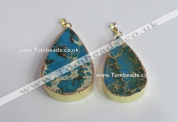 NGP2457 20*30mm - 30*35mm flat teardrop sea sediment jasper pendants