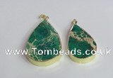 NGP2458 20*30mm - 30*35mm flat teardrop sea sediment jasper pendants