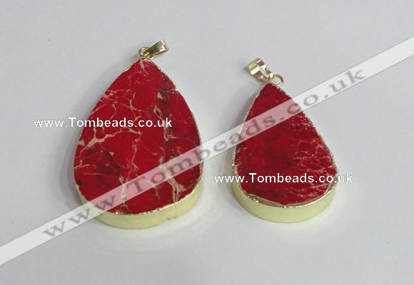 NGP2463 30*40mm - 40*50mm flat teardrop sea sediment jasper pendants