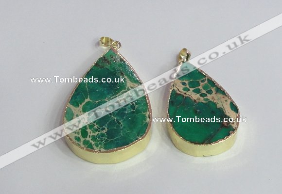 NGP2465 30*40mm - 40*50mm flat teardrop sea sediment jasper pendants