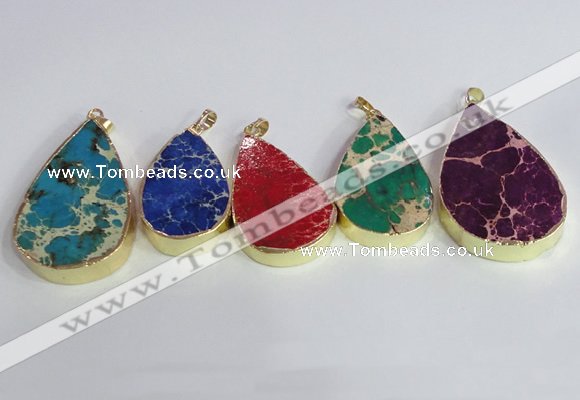 NGP2467 30*40mm - 40*50mm flat teardrop sea sediment jasper pendants