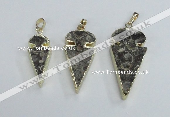 NGP2485 15*30mm - 22*40mm arrowhead ammonite gemstone pendants