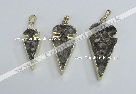 NGP2485 15*30mm - 22*40mm arrowhead ammonite gemstone pendants