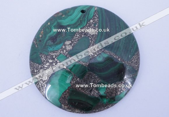 NGP250 7*45mm fashion malachite & pyrite gemstone pendants