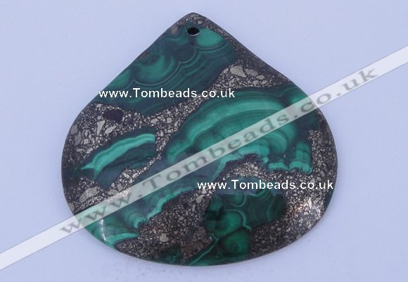 NGP251 43*45mm fashion malachite & pyrite gemstone pendants