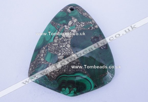 NGP252 40*50mm fashion malachite & pyrite gemstone pendants