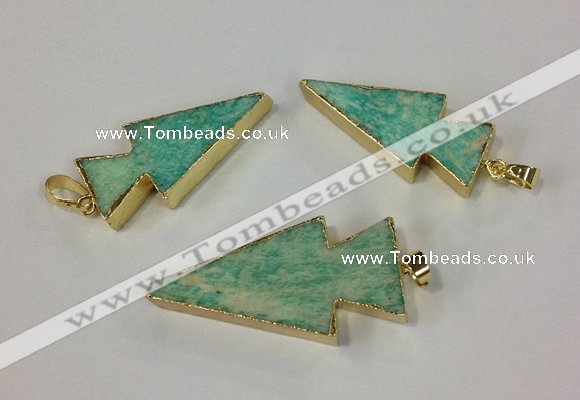 NGP2522 15*32mm - 22*55mm arrowhead Russian amazonite pendants