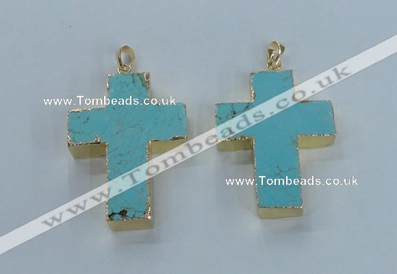 NGP2532 30*40mm - 40*50mm cross turquoise pendants wholesale