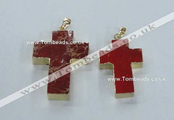 NGP2534 30*40mm - 40*50mm cross sea sediment jasper pendants