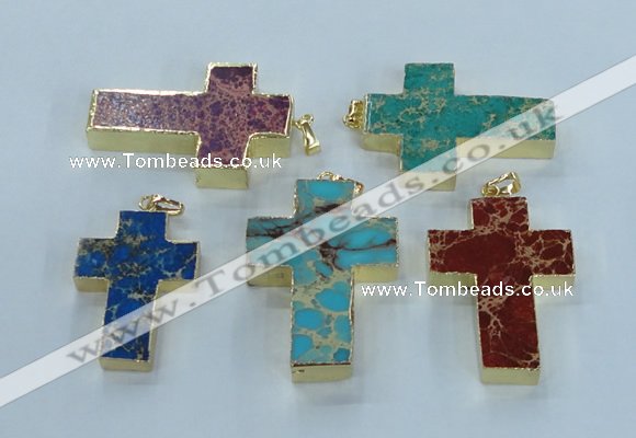 NGP2538 30*40mm - 40*50mm cross sea sediment jasper pendants