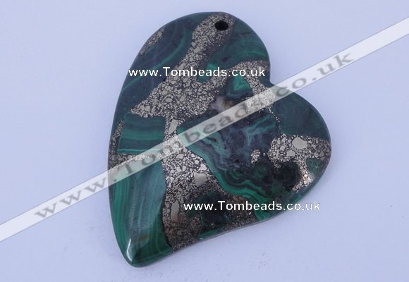 NGP254 41*50mm fashion malachite & pyrite gemstone pendants