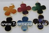 NGP2546 53*53mm - 56*56mm flower agate gemstone pendants