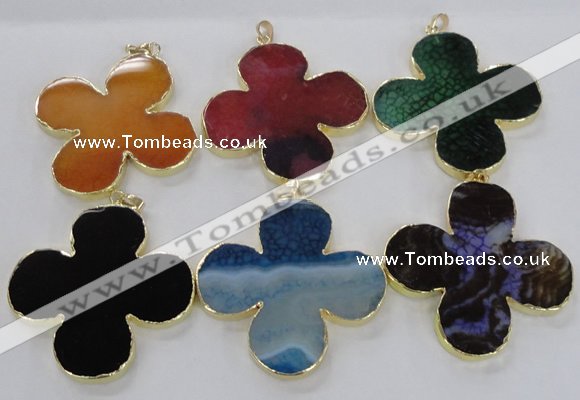 NGP2546 53*53mm - 56*56mm flower agate gemstone pendants