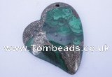 NGP255 41*50mm fashion malachite & pyrite gemstone pendants