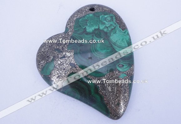 NGP255 41*50mm fashion malachite & pyrite gemstone pendants