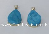 NGP2565 22*30mm teardrop druzy agate gemstone pendants