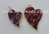 NGP2597 25*35mm - 35*45mm heart sea sediment jasper pendants