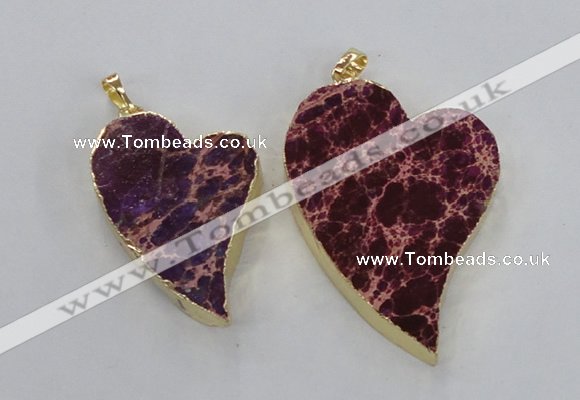 NGP2597 25*35mm - 35*45mm heart sea sediment jasper pendants