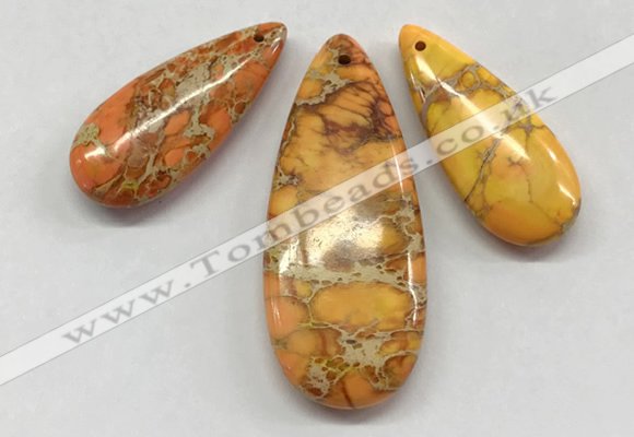 NGP260 15*30mm - 20*50mm flat teardrop sea sediment jasper pendants set