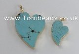 NGP2604 40*50mm - 50*70mm heart turquoise pendants wholesale