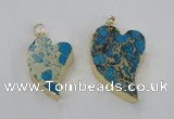 NGP2608 40*50mm - 50*70mm heart sea sediment jasper pendants