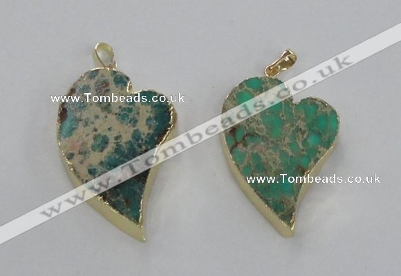 NGP2609 40*50mm - 50*70mm heart sea sediment jasper pendants