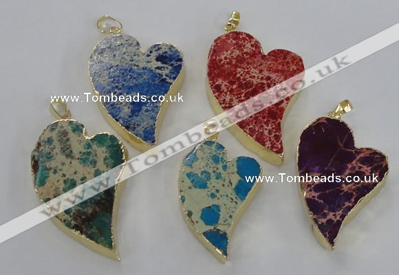 NGP2611 40*50mm - 50*70mm heart sea sediment jasper pendants