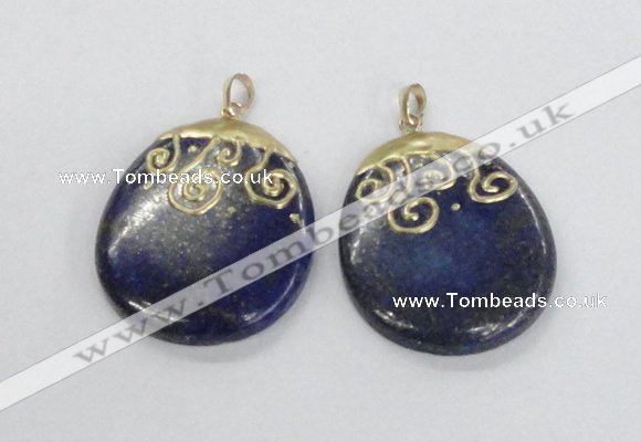 NGP2623 40*50mm oval lapis lazuli gemstone pendants wholesale