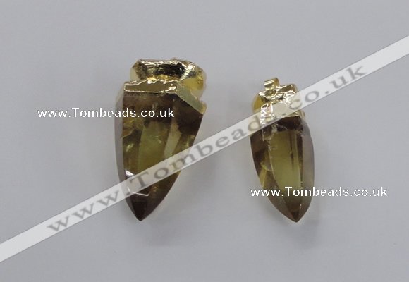 NGP2630 15*35mm - 18*40mm cone lemon quartz gemstone pendants