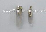 NGP2632 12*35mm - 15*40mm sticks white crystal & amethyst pendants