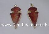 NGP2648 25*48mm - 28*54mm arrowhead agate pendants wholesale