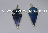 NGP2649 25*48mm - 28*54mm arrowhead agate pendants wholesale