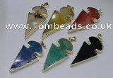 NGP2652 25*48mm - 28*54mm arrowhead agate pendants wholesale