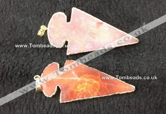 NGP2657 24*53mm - 26*55mm arrowhead agate pendants wholesale