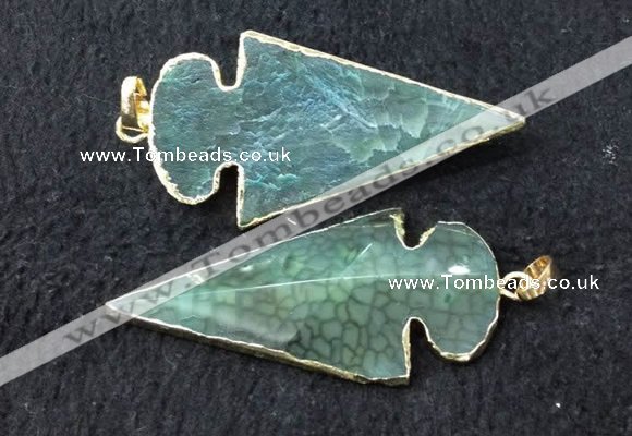 NGP2659 24*53mm - 26*55mm arrowhead agate pendants wholesale