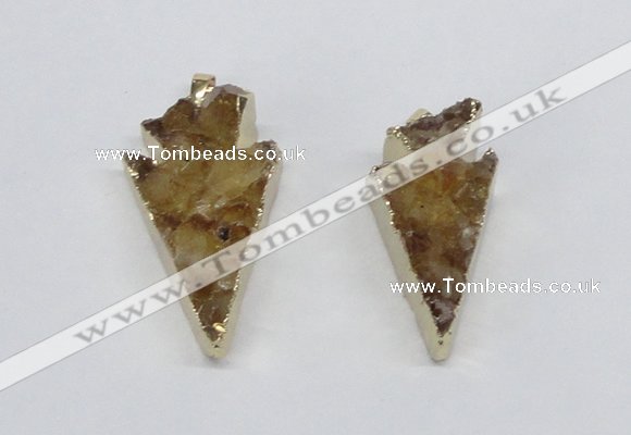 NGP2683 18*35mm - 25*45mm arrowhead druzy citrine pendants