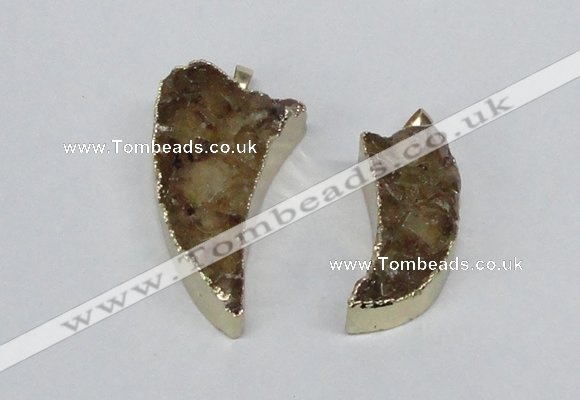 NGP2685 15*30mm - 25*45mm horn druzy citrine pendants