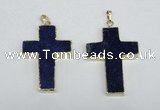 NGP2692 30*45mm - 32*48mm cross lapis lazuli gemstone pendants