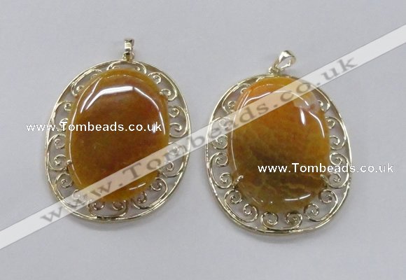 NGP2755 50*60mm oval agate gemstone pendants wholesale