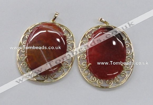 NGP2757 50*60mm oval agate gemstone pendants wholesale