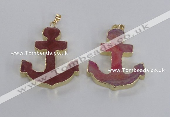 NGP2786 40*50mm anchor agate gemstone pendants wholesale