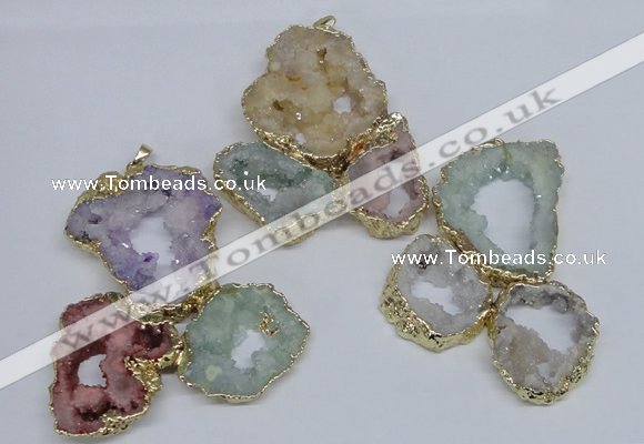 NGP2792 25*30mm - 40*45mm freeform druzy agate pendants