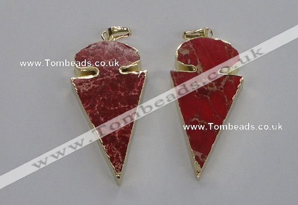 NGP2820 25*50mm - 27*55mm arrowhead sea sediment jasper pendants